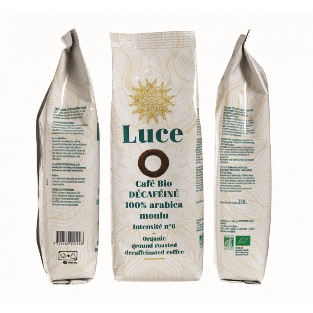 Кофе молотый без кофеина 100% АРАБИКА 250г, органический Luce Италия