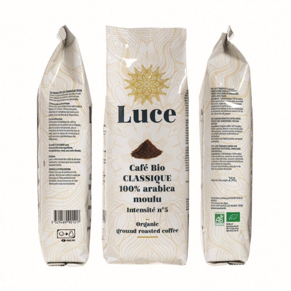 Кофе молотый классический 100% АРАБИКА 250г, органический Luce Италия