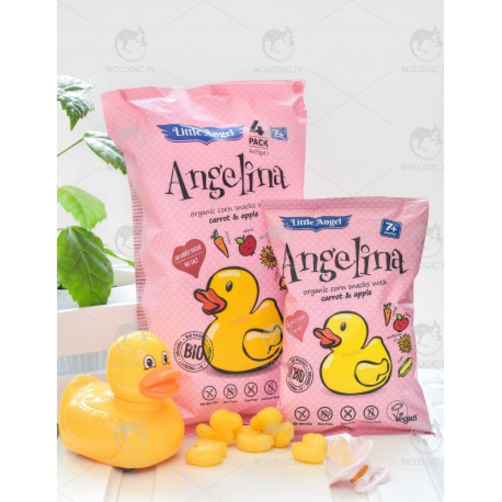 Кукурузные снеки Angelina "Морковь и яблоко" органические, 4x15 г