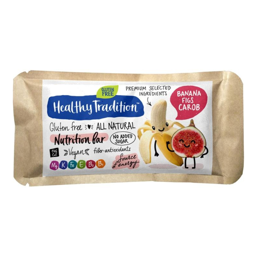 Питательный батончик "Банан, инжир и кэроб" без глютена Healthy Tradition, 34 г