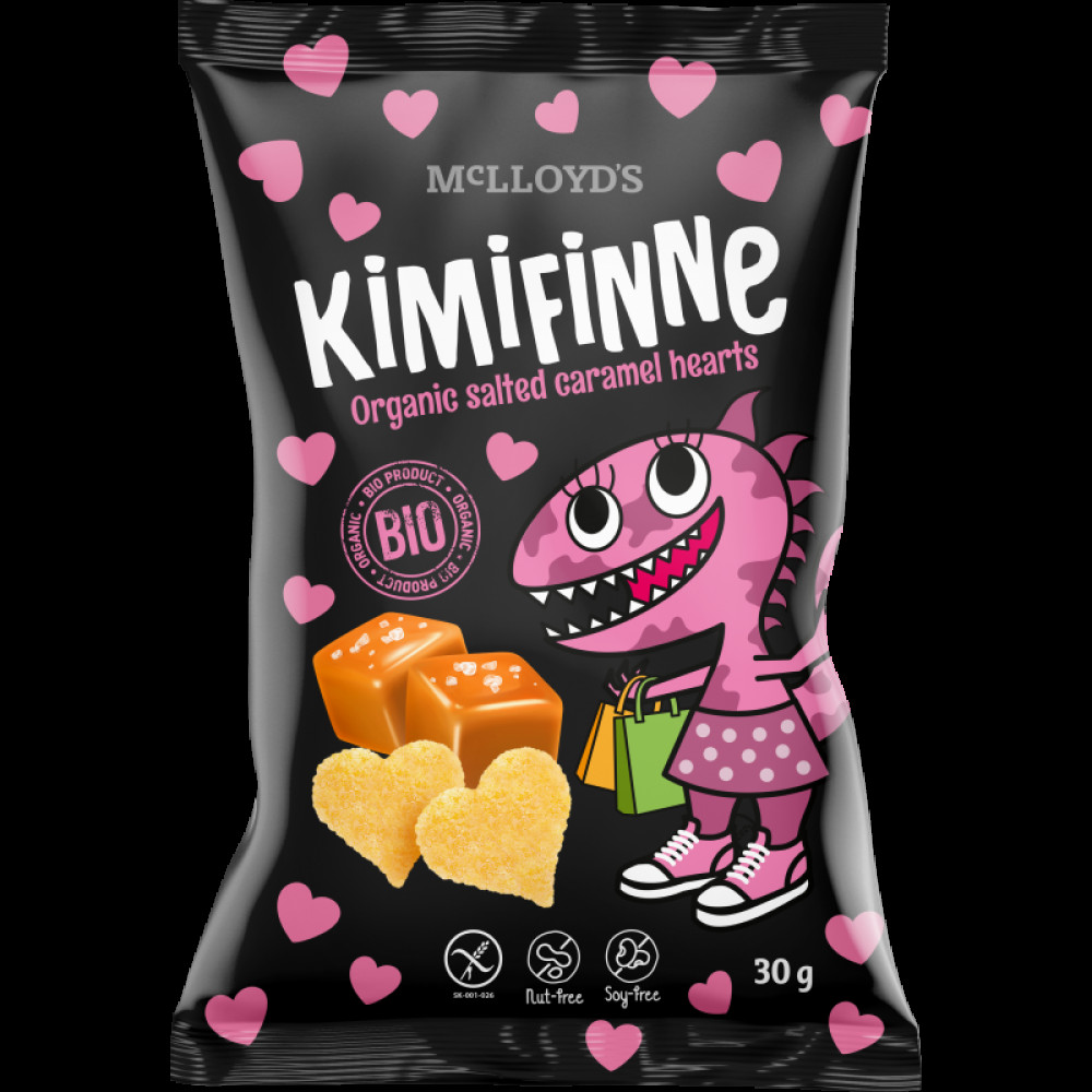 Снек кукурузный с соленой карамелью 30г органический Kimifinne Словакия