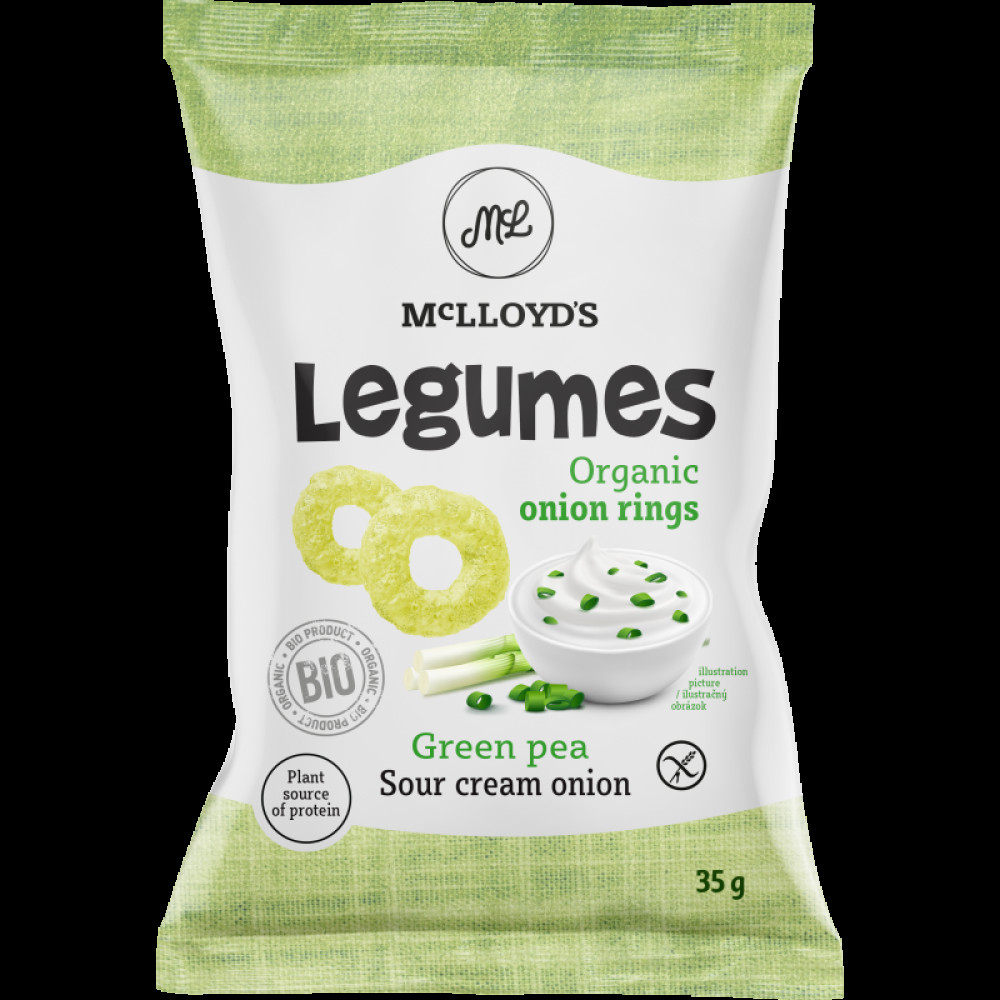 Снек протеиновый горох-кукуруза со сметаной и луком 35г органический Legumes Словакия