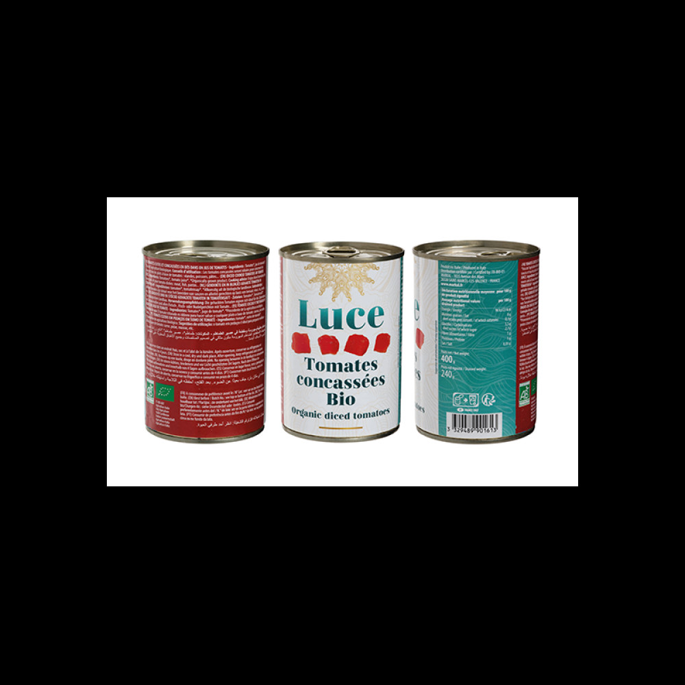 Томаты резаные очищенные 400г, органические Luce Италия